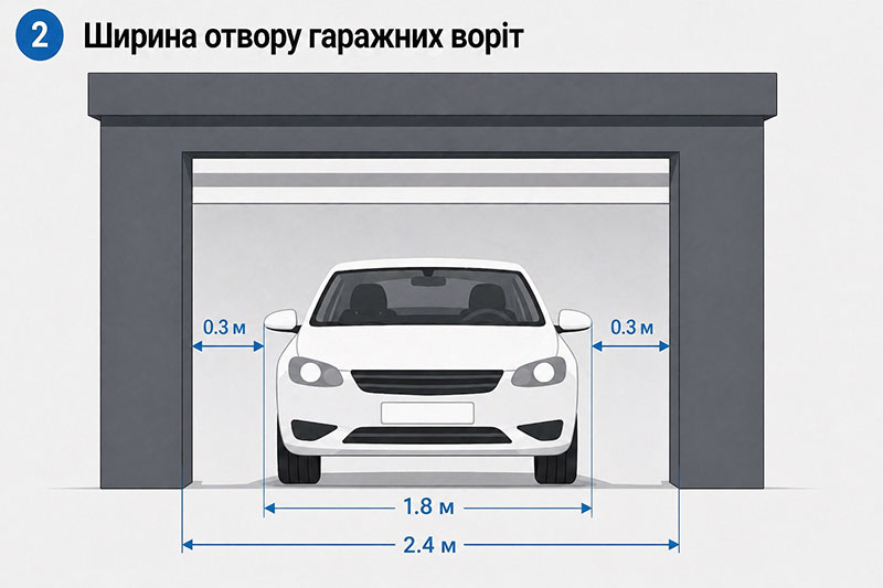 Якою має бути мінімальна комфортна ширина отвору воріт? 